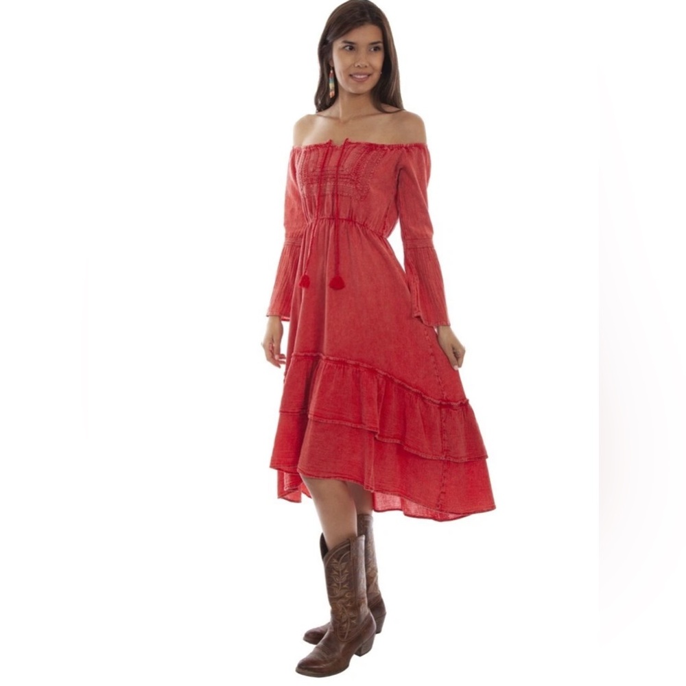 Scully Cantina Collection Peruvian Cotton Off-Shoulder Dress Rust XL